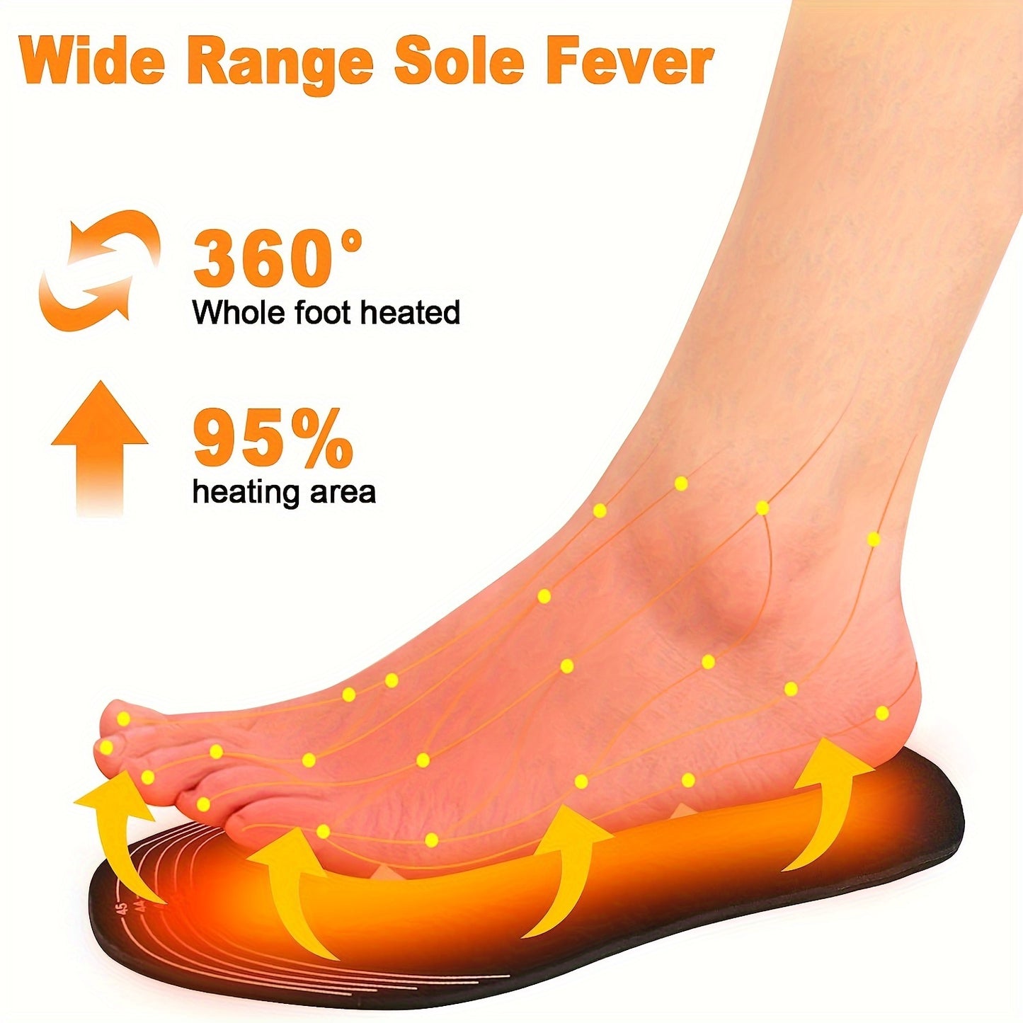 USB Heated Insoles for Shoes with Adjustable Design and Soft Comfort, No Batteries Needed, USB Powered