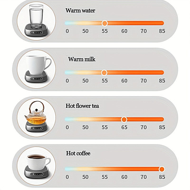 Stay warm with the new Smart Constant Temperature Touch Screen Heating Cup Mat. This USB powered heating pad features a 3-speed temperature control, making it perfect for keeping your drinks like milk, tea, and hot chocolate warm. Ideal for use at home