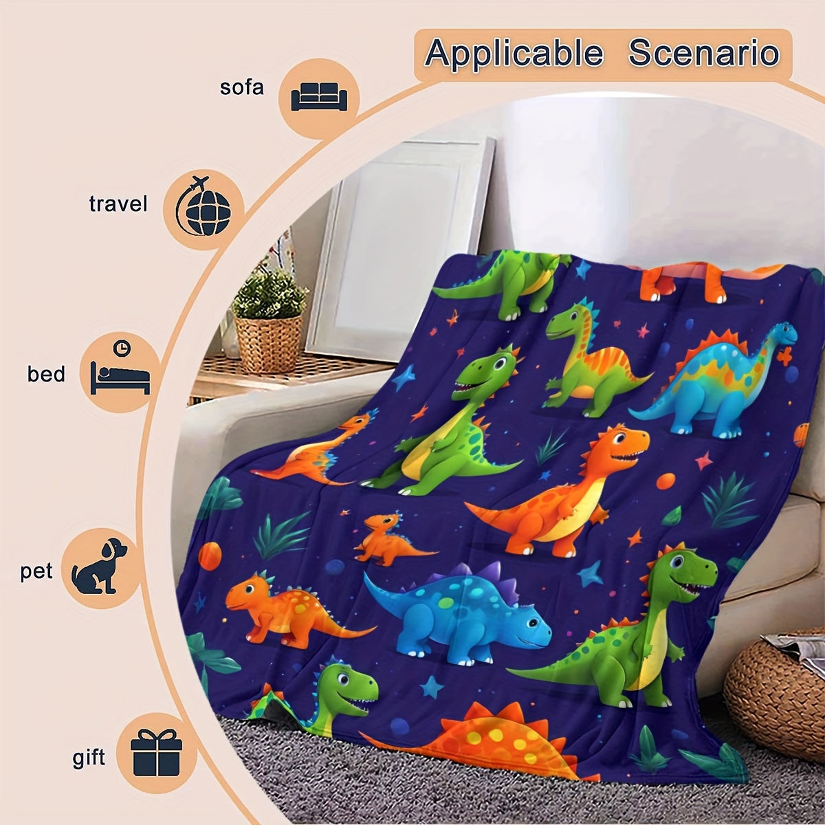 Stay warm and cozy year-round with our Dinosaur Paradise Fleece Blanket - perfect for all seasons!