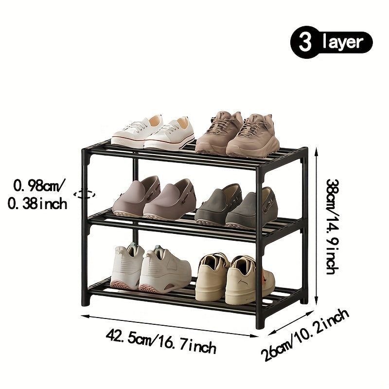 Durable Black Multi-Layer Shoe Rack with Sleek Design - Stackable and Versatile for Entryway, Closet, Garage, or Bedroom Storage