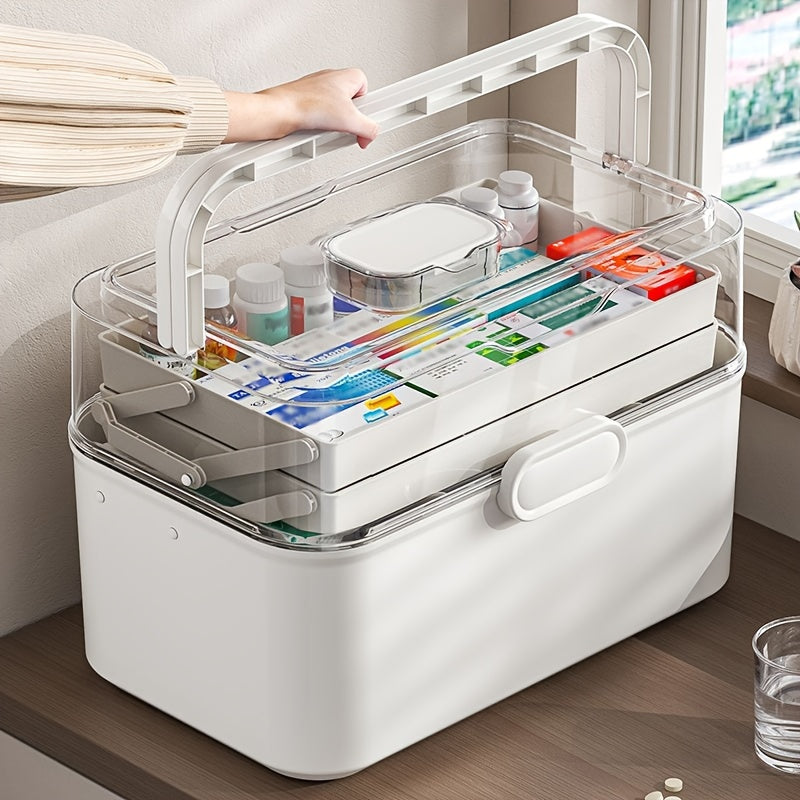 Small/Medium/Large Foldable Plastic Storage Box for medications, home and travel storage. Lightweight, easy-to-clean design with multiple layers. Ideal for storing medicine, office