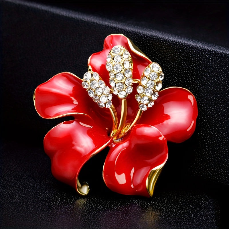 Stylish Flower Brooch Pins Made of High-Quality Alloy, Featuring a Unique Rose Design Adorned with Shimmering Rhinestones, Perfect for adding a touch of Glamour to Bridal and Wedding Attire