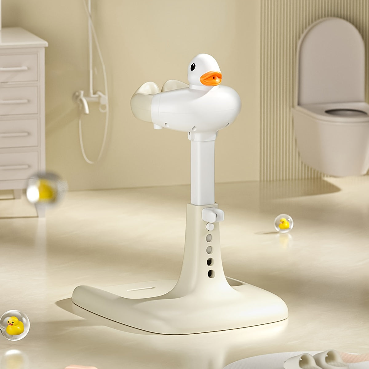 Sturdy Bath Stand with Duck Design, Anti-Slip Base, and Adjustable Height - Made of PP Material for Ages 3 to 6 - Safe and Convenient Bathtime Solution for Children