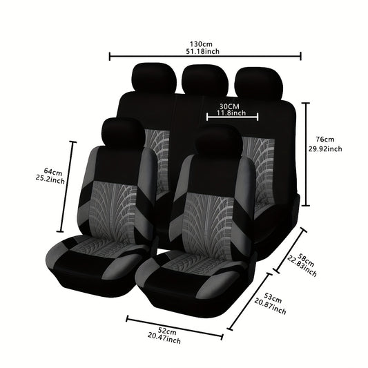 9-piece car seat cover set made of breathable polyester for all-season comfort on 5 seats, easy care.