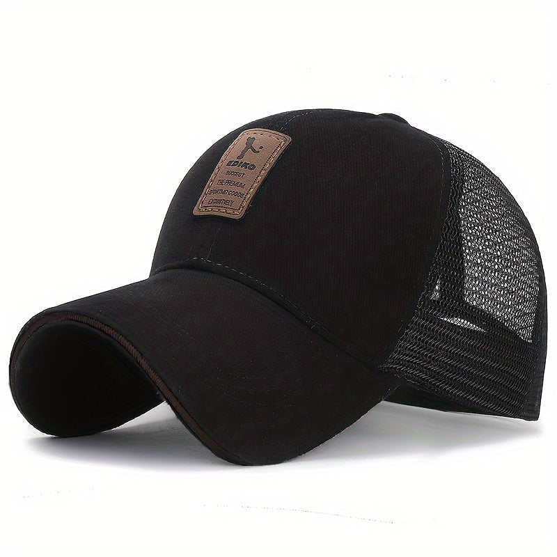 Breathable mesh baseball cap for men and women with sun protection, adjustable snapback, ideal for golf and outdoor activities.