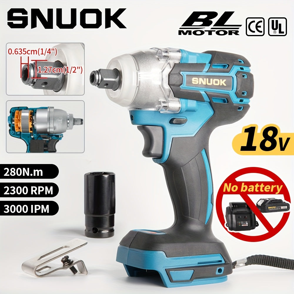 SNUOK 18V Brushless Electric Wrench, Dual Function Drill for DIY & Repair with High Torque & Pure Copper Motor. Compatible with Makita 18V lithium battery.