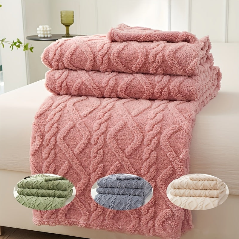 Soft, thick, and warm knitted shawl blanket with 3D design, measuring 70cm x 100cm. Hand wash only. Suitable for bed, sofa, and travel. Perfect for outdoor and home use. Ideal gift for