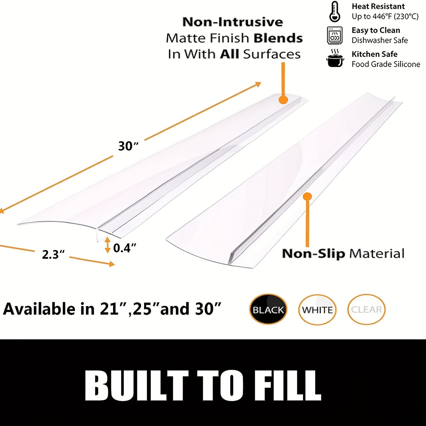 [Top Pick] Stove Counter Gap Cover - This flexible and heat-resistant cover is easy to clean and perfect for sealing spills between appliances, furniture, stoves, ovens, washers, and dryers.