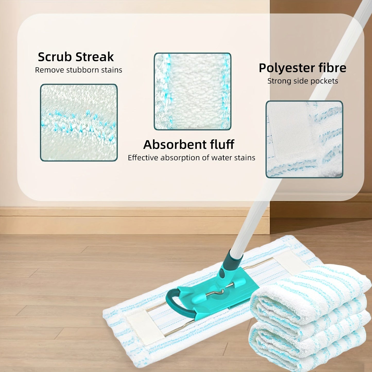 Leifheit Profi XL Microfiber Mop Pads - Set of 3, Long-Lasting and Easy-to-Clean Cloths for Effective Home Cleaning