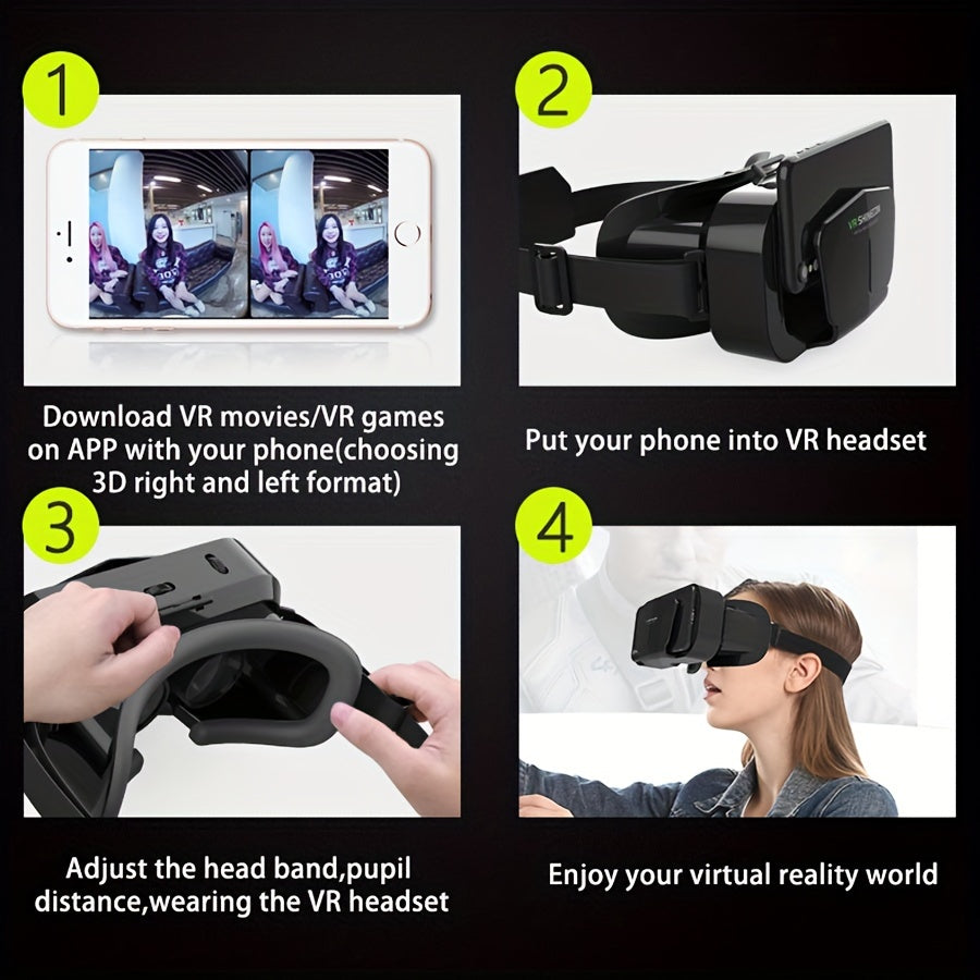 360-Degree Panoramic VR Headset for 11.94-17.78 cm Smartphones - Action Game for Ages 14+, ABS Material