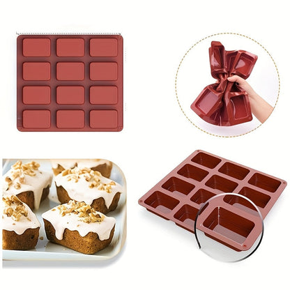 This listing includes a set of 2 Non-Stick Silicone Cake Molds, featuring a Rectangular Bread Baking Pan. These versatile molds can be used for creating brownies, bread, chocolate cakes, mousses, and more. They are perfect for handmade dessert creations