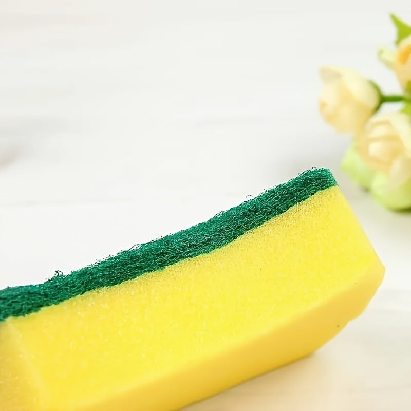 10/12/24 pieces of versatile kitchen sponges: Exceptionally absorbent, capable of removing rust and grease from pots, dishes, and furniture - featuring a durable double-layer design with abrasive fibers for enhanced grip.