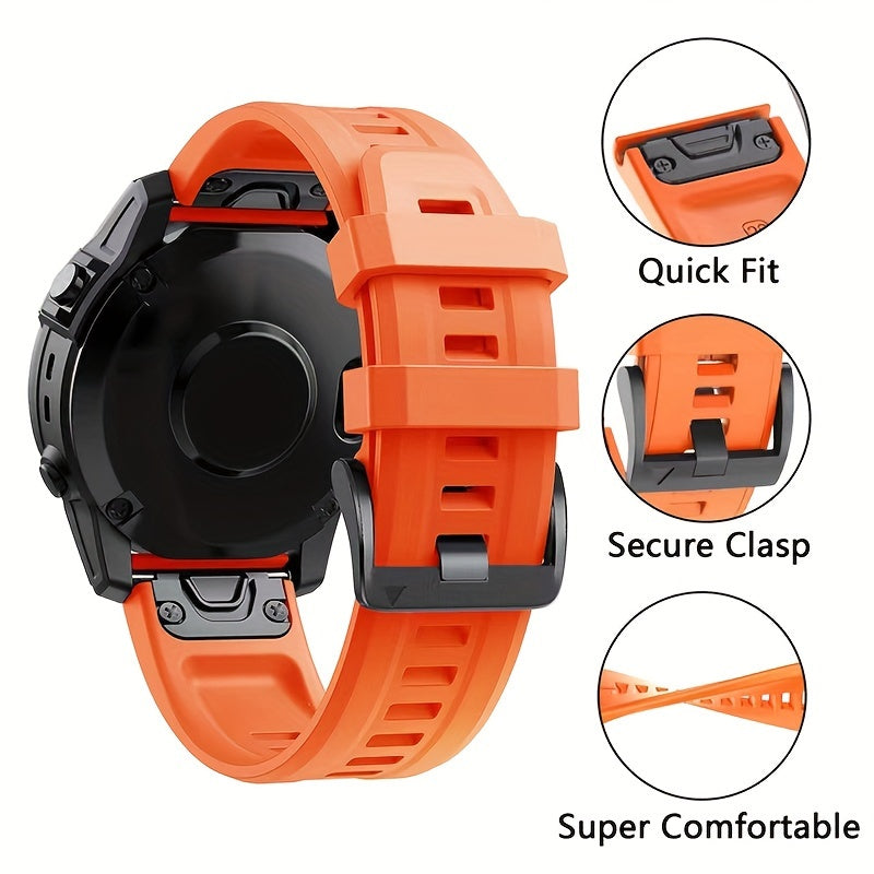 Favorite Pick: Durable Silicone Quick Release Sport Strap in 26mm/22mm for Garmin Fenix 5, 5X Plus, 6, 6X Pro, 7, 7X, Forerunner 945, 935, Instinct 2X - Smart Watch Wristband with Hook-and-Loop Fastener