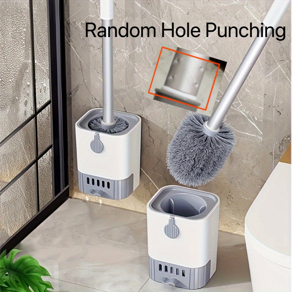 Toilet Brush Set with Wall Mount, Soft Bristles, Long Handle, Space-Saving Design, Deep Cleaning, Detachable Sink Drawer, Ideal for Home and Hotel Bathrooms, Made of Plastic, Manual Use