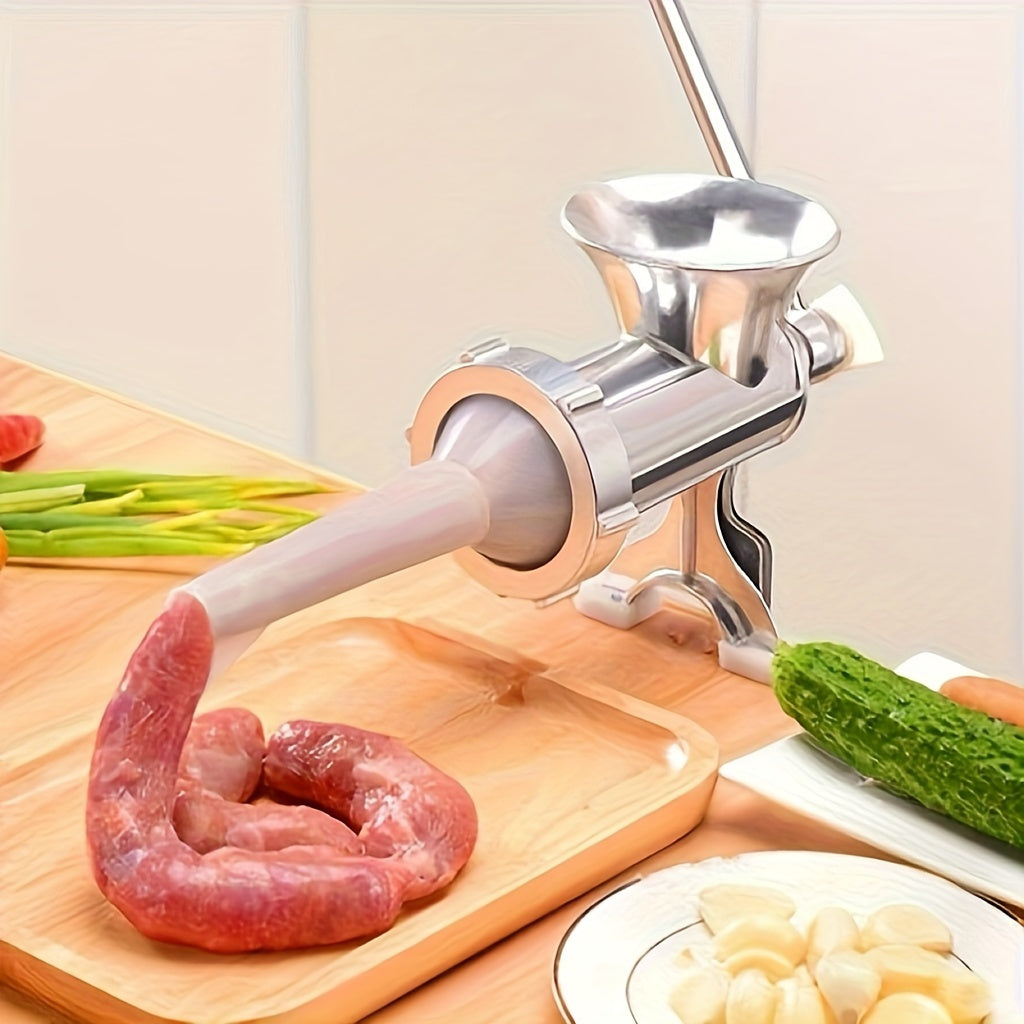 Durable Stainless Steel Hand-Cranked Meat Grinder and Vegetable Mincer - Manual Operation with Table Clamp for Easy Kitchen Preparation