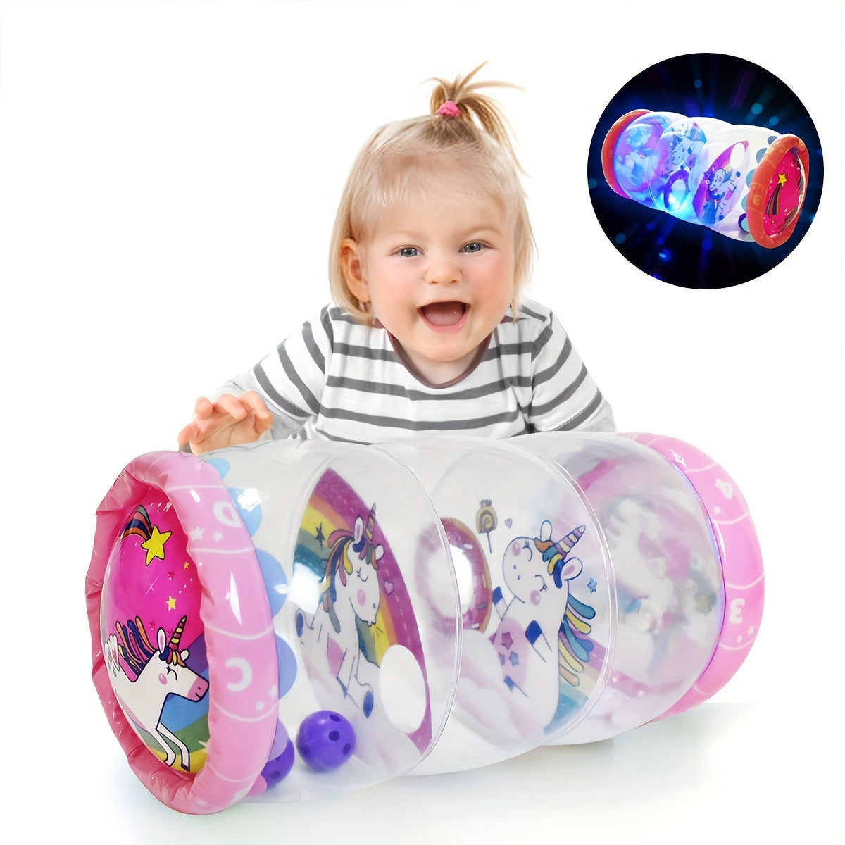 Multicolor PVC Glow Crawling Toy for Kids with Interactive Features, Rattle, and Ball - Promotes Early Development and Fine Motor Skills