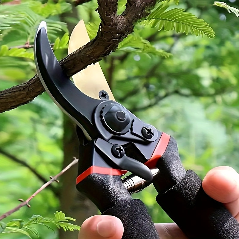 1pc 8.5-inch Titanium Bypass Pruning Shears, Heavy-Duty Metal Garden Scissors for Efficient Trimming