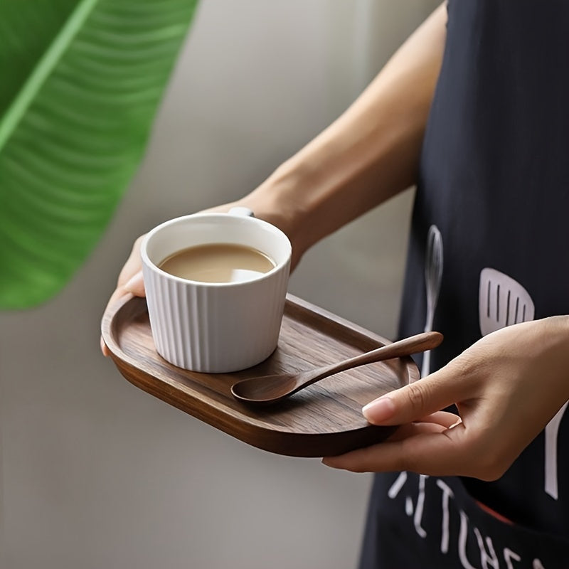 This set includes a bamboo wooden tray that is perfect for serving breakfast, tea, or desserts. It is ideal for placing milk, coffee, sushi, cakes, snacks, and fruits.