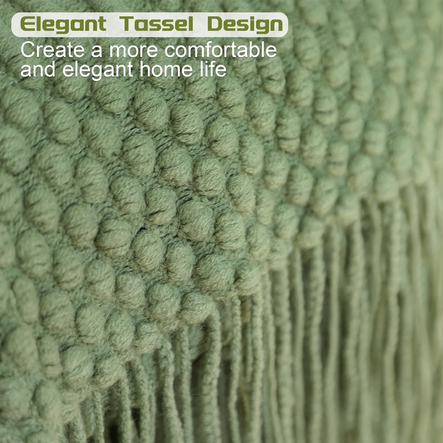 Stay cozy with our Soft Textured Throw Blanket - Stain-Resistant and Versatile for Couch, Bed, Office, and Travel - Easy to Clean and Machine Washable - Green Tan, available in two sizes: 127cm x 152.4cm / 152.4cm x 80"