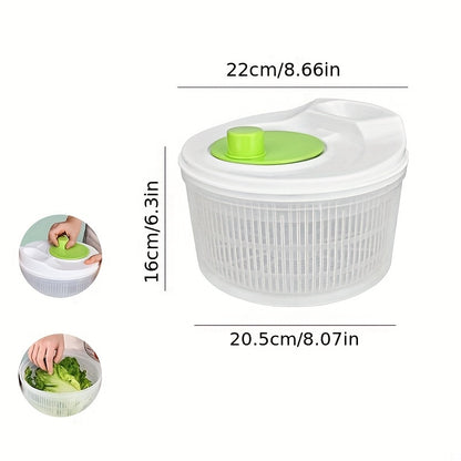 1pc Kitchen tool that is a multi-functional PP salad spinner, colander basket, and drainer measuring 24.51cm. No-power required for quick and healthy preparation of fruits and vegetables.