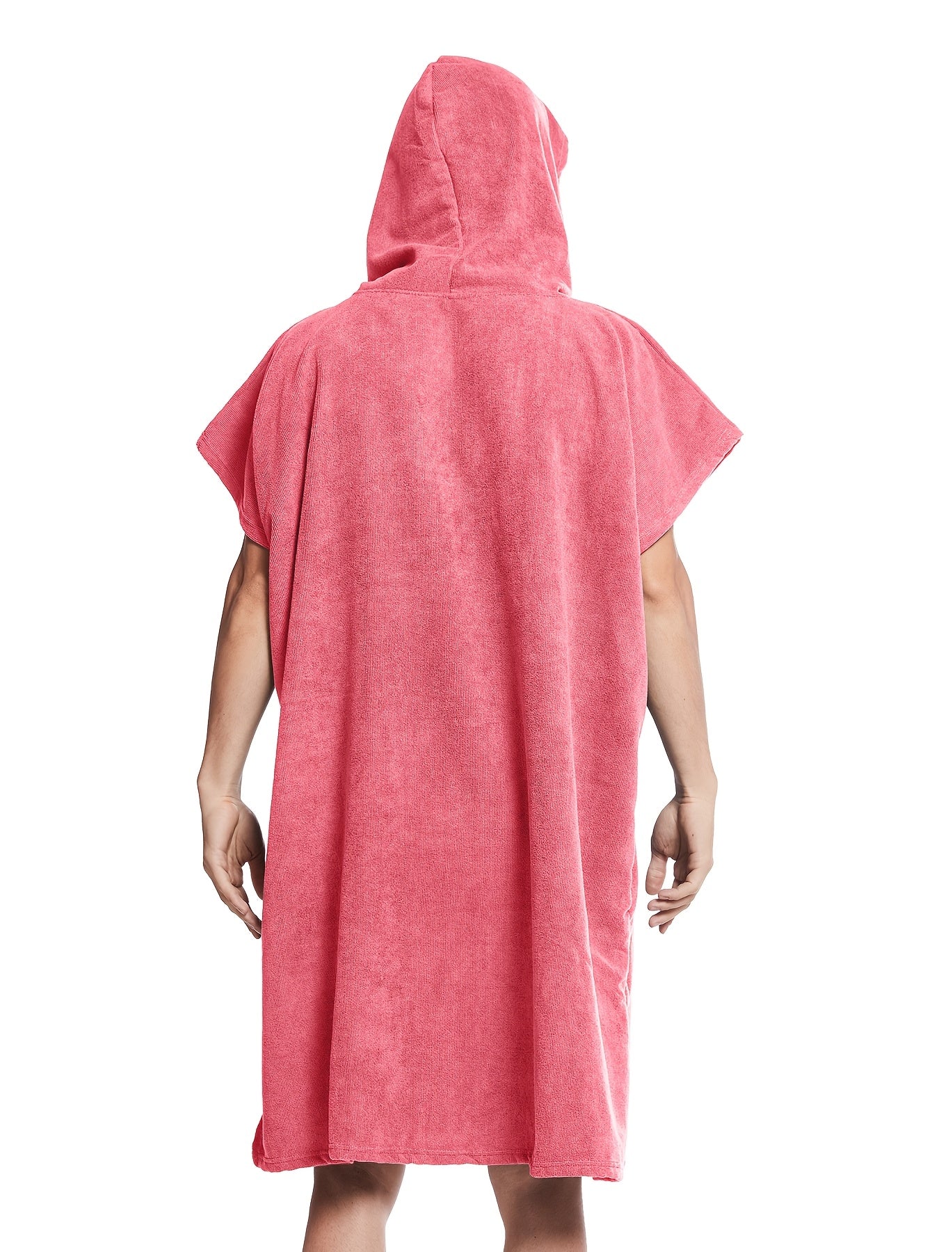 Men's quick-dry hooded towel robe with split hem for home and bath.