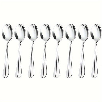 Set of 6/8 Stainless Steel Coffee, Tea, and Mini Spoons Perfect for Afternoon Tea and Desserts, Dishwasher Safe, Ideal for Home Kitchen, Restaurant Use, and Table Setting, Each Spoon 13.69cm Long