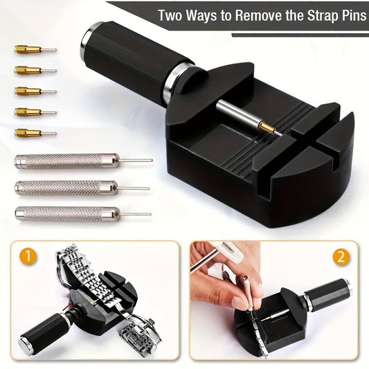 Watch Link Removal Tool Kit - 11 pieces Set, includes Tool for Watch Band Strap Adjustment, Chain Pin Remover, and Bracelet Sizing. Perfect for Watch Repair and makes an Excellent Gift Choice