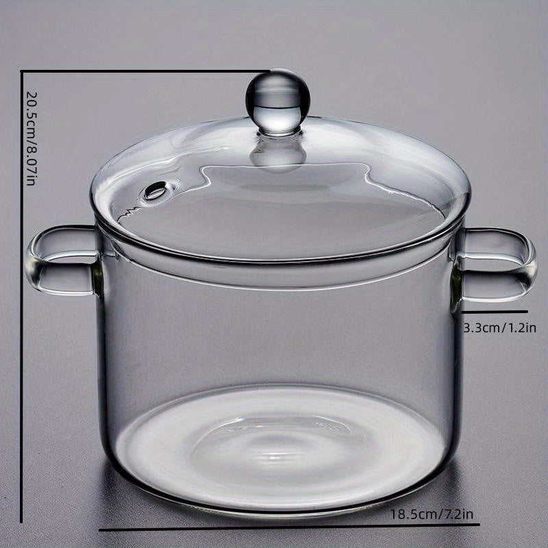 Glass Stockpot for Cooking on Stove - 1pc, Clear Glass Pots in Various sizes (14.0cm/15.01cm/16.0cm) - Kitchen Gadgets and Accessories for Home Kitchen