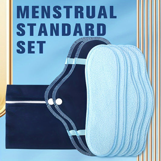 Set of 8 reusable menstrual pads with storage bag, high absorbency micro fleece, 3 pad covers, factory wholesale sanitary napkin package