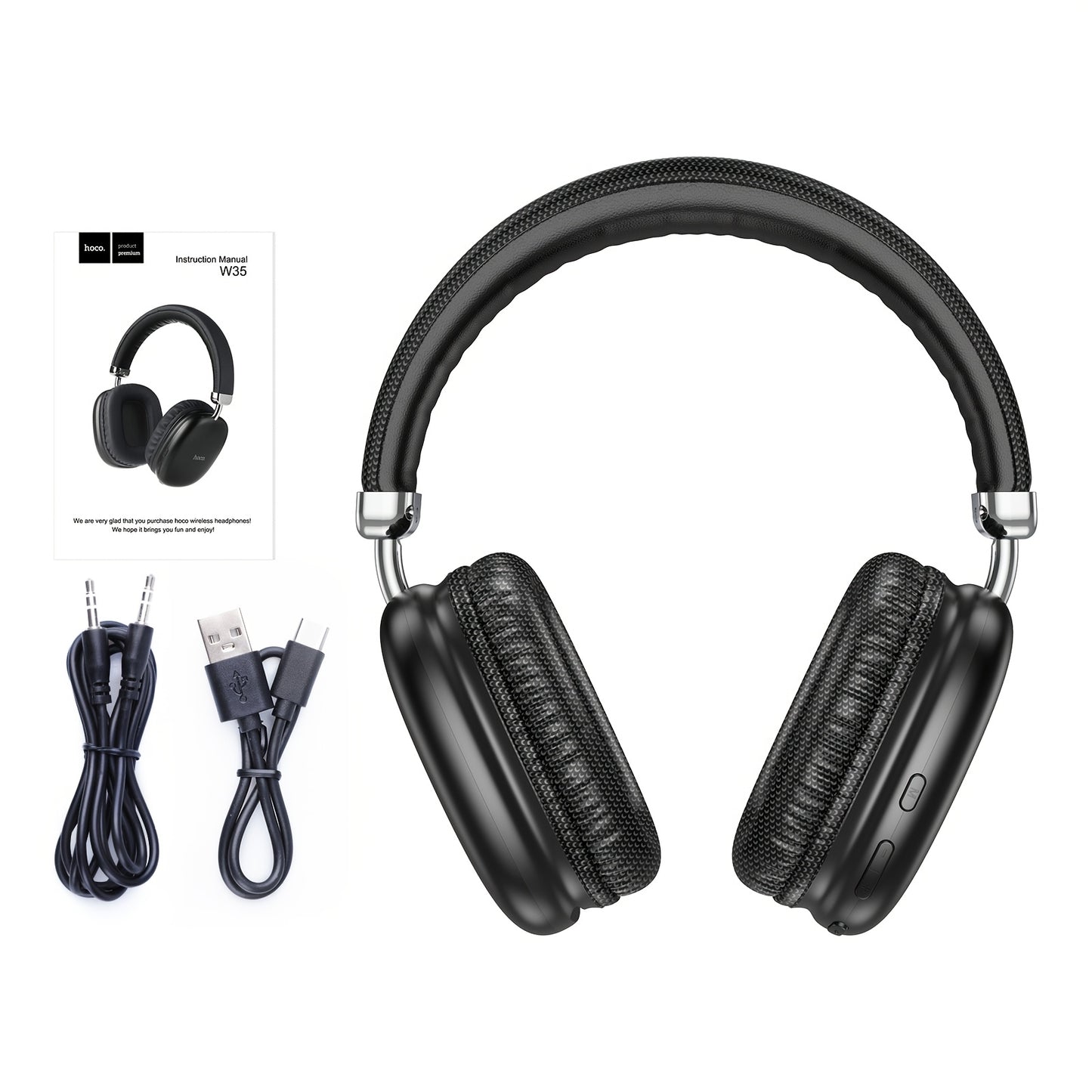 Hoco over-ear True Wireless headphones with ergonomic design, BT5.3 support, and long usage time.