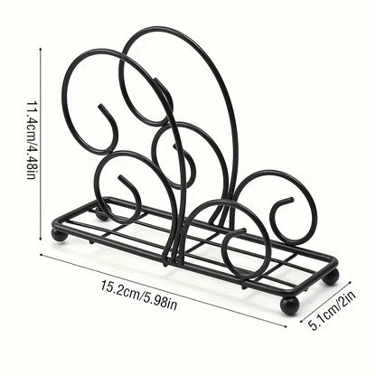 One metal cartoon tree-shaped napkin holder with hollow-out design for kitchen or dining table decoration, made of cast iron.