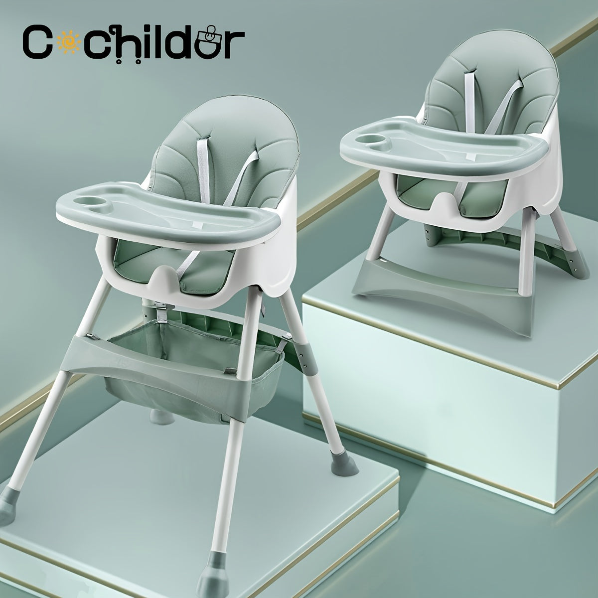 The Cochildor 3-in-1 Convertible High Chair is a versatile option for your baby, featuring a PU leather baby booster seat that can be adjusted to accommodate toddlers. This adjustable toddler dining chair comes with a tray, safety harness, and is