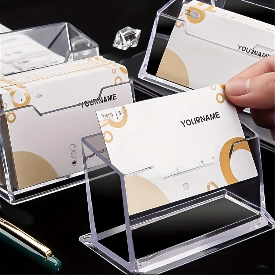 Plastic business card holder made of PC material for organizing cards at exhibitions and office desks.