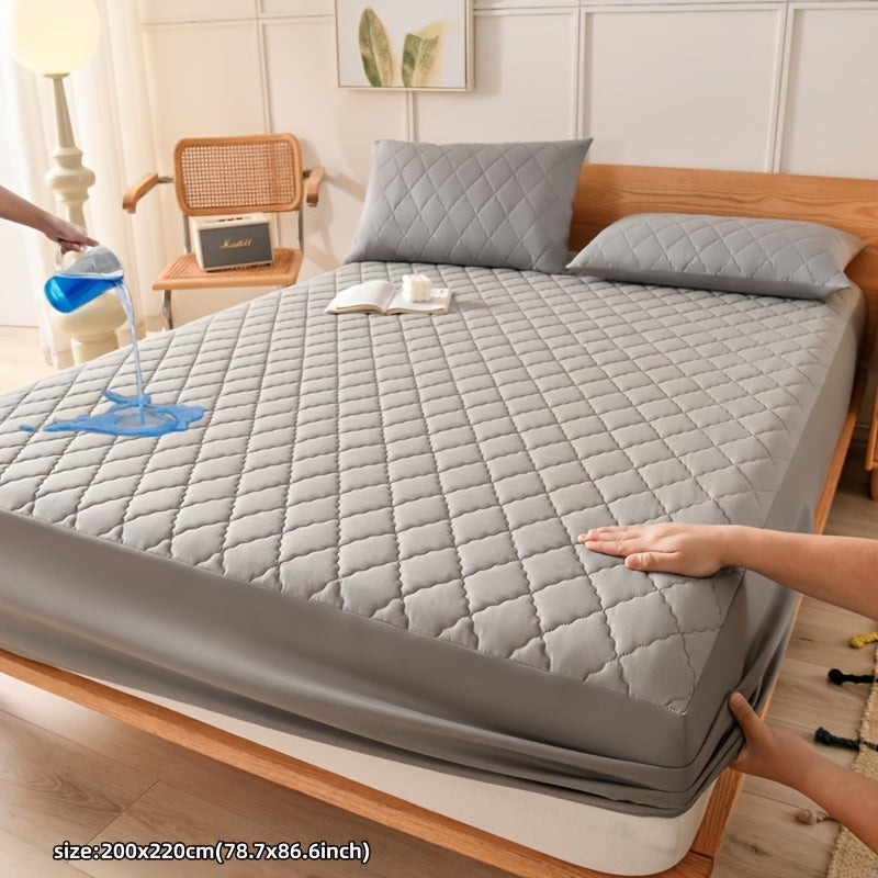 Waterproof mattress protector cover - quilted, machine washable, water-resistant. 80-85gsm polyester & polyurethane blend. Suitable for bedroom, dorm, hotel. Pillowcase not included.