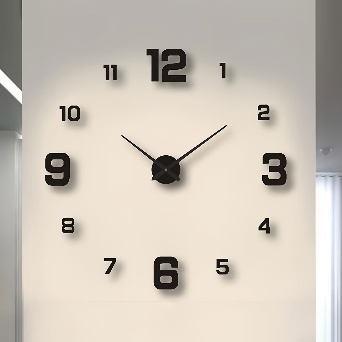 Nordic style DIY self-adhesive silent wall clock with acrylic cover. Battery not included.