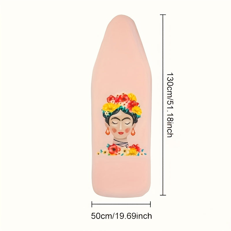 Iron in style with this adorable cartoon lady portrait ironing board cover! Made from high-temperature resistant, fade-proof pink PET fabric, this cover is not only cute but also durable. Installation is a breeze, making it easy to keep your ironing