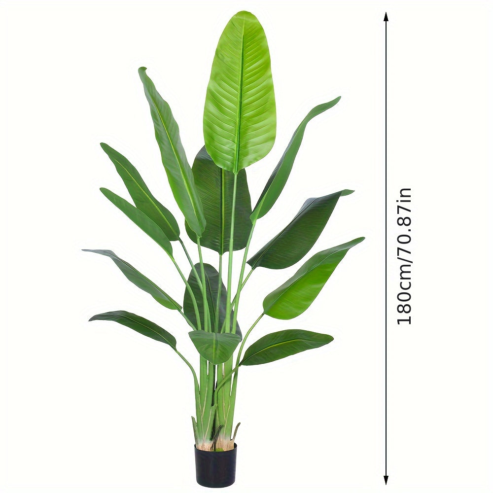 1pc Artificial Bird of Paradise plant with realistic leaves and durable pot, suitable for indoor and outdoor home decor. Branches are adjustment-free.