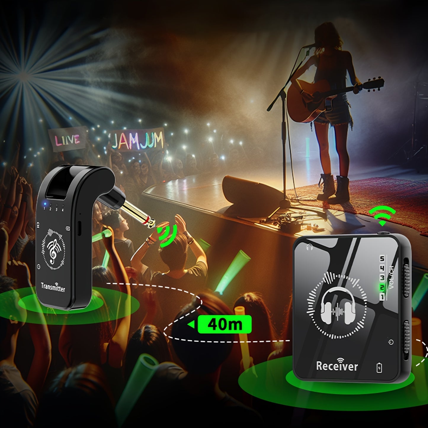 2.4GHz Wireless Audio Relay System with Auto-Pairing - High-Fidelity In-Ear Monitoring for Studio, Band Rehearsals & Live Performances