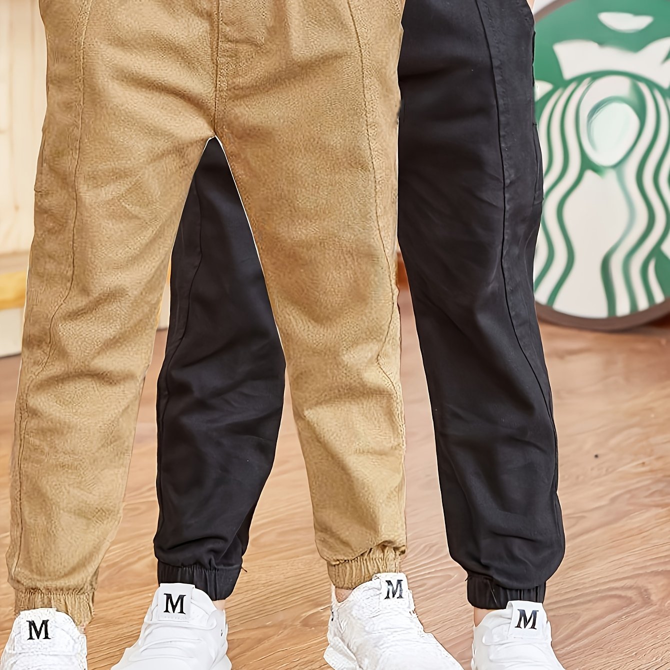 2 Boys Casual Cargo Pants in Solid Color Cotton for Sports Dancewear