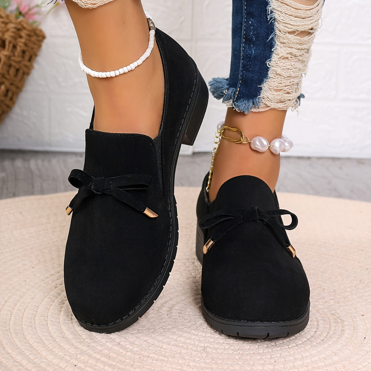 Bowknot Flat Slip-On Shoes for Women