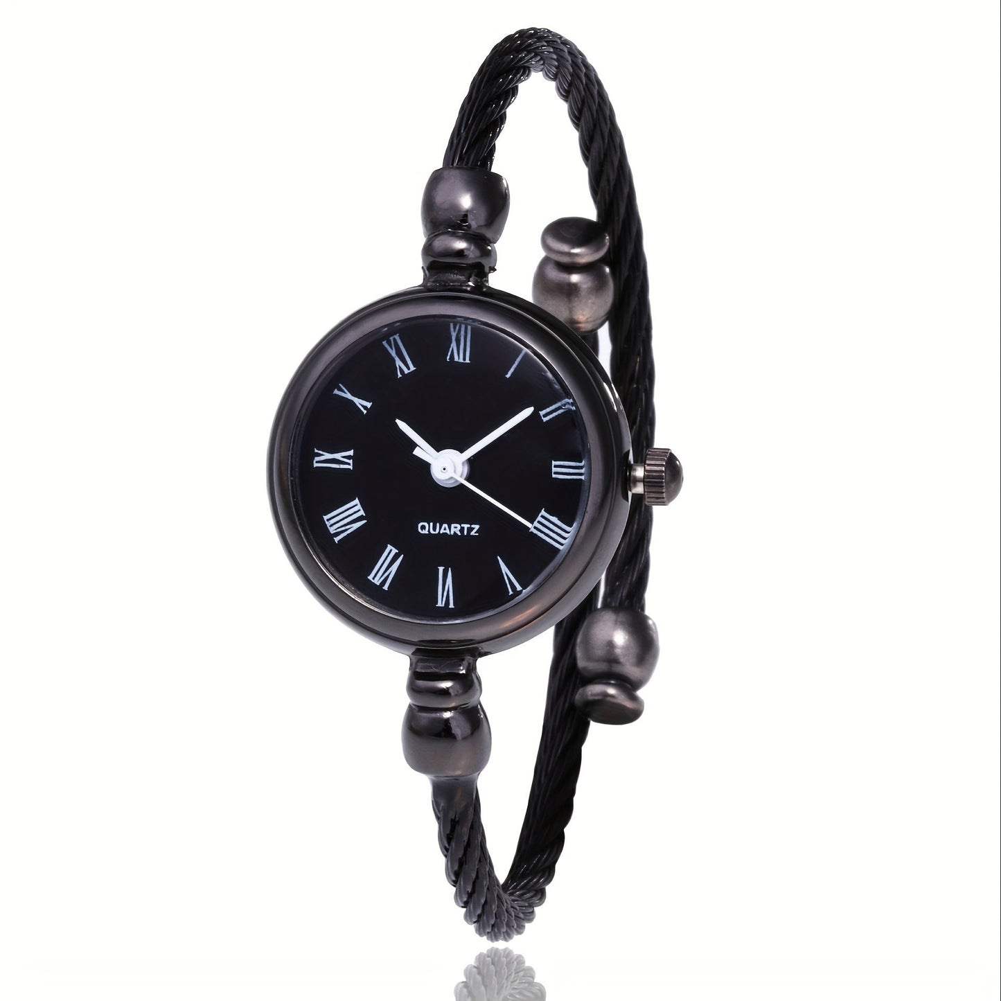 Trendy Women's Quartz Bracelet Watch with Roman Numeral Markings and Stainless Steel Wire Strap, Zinc Alloy Case, Circular Dial - Not Suitable for Water Use.