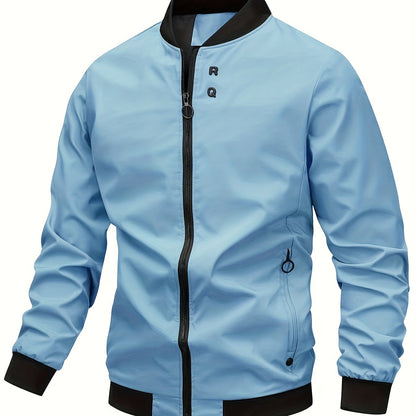 Classic Lightweight Windbreaker Jacket with Zipper Pocket