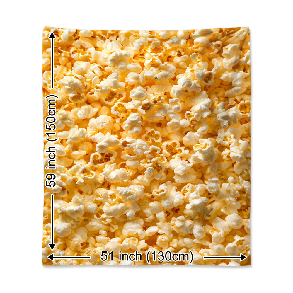 Soft and Cozy Popcorn-Themed Flannel Throw Blanket - Ideal for Napping, Camping, Travel, and Home Decor - Great Gift for Food Lovers