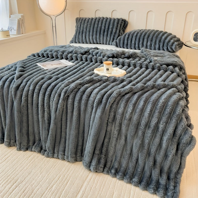 Luxurious Faux Rabbit Fur Throw Blanket - Cozy and Soft for Couch, Bed, Office, and Travel - Perfect All-Season Gift for Christmas!