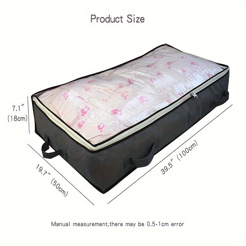 Full window storage bags are available in packages of 1 piece, 3 pieces, or 5 pieces. These dustproof bags feature handles and are foldable for easy storage. They are ideal for storing quilts, bedding, and other items in your home. The low storage box