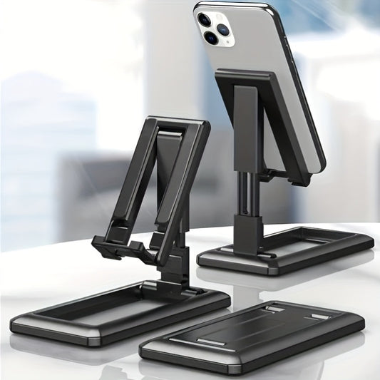 Portable, foldable phone stand made of durable, high-quality plastic, suitable for all devices.