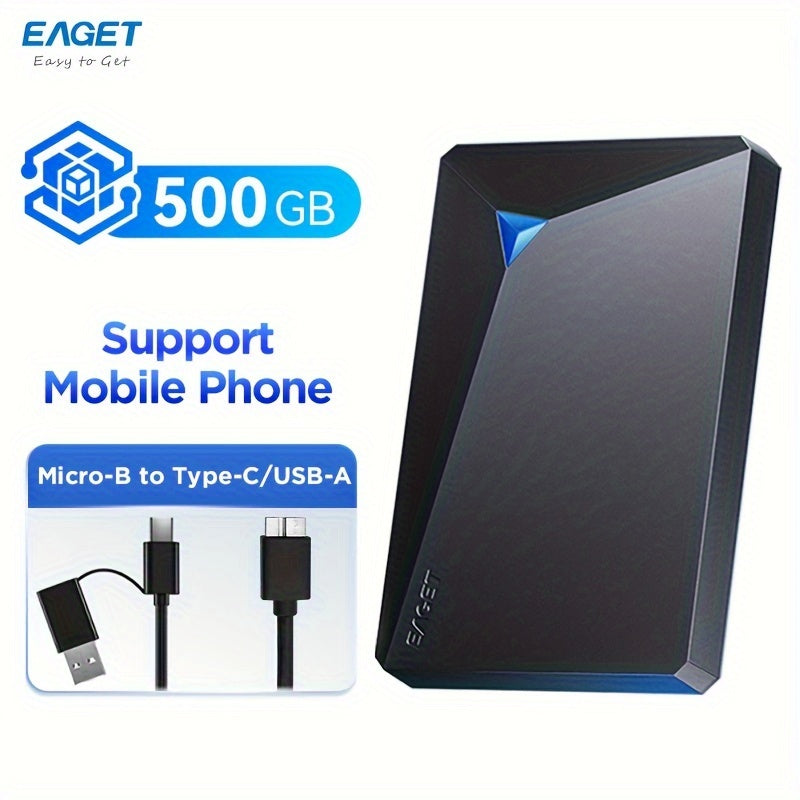 EAGET Portable External Hard Drive with USB 3.0 for PC, Mac, Laptop, PS4, Xbox One - 250GB/320GB/500GB Options