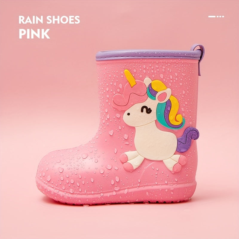 Fun Kids Rain Boots - Slip-Resistant Ankle Shoes with Dinosaur & Unicorn Designs, Perfect Year-Round