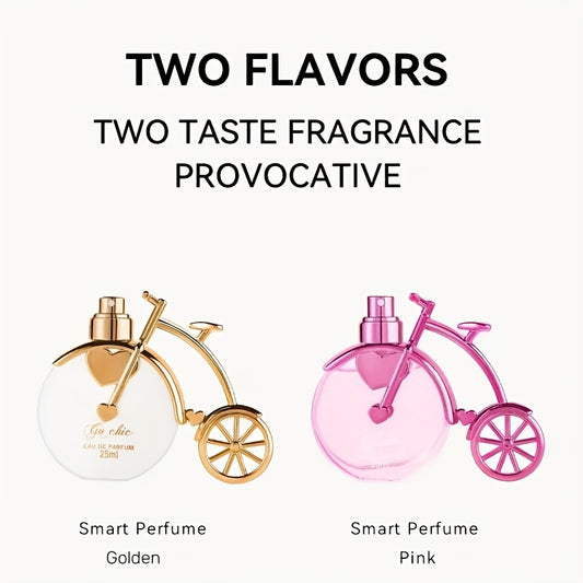 Stylish 0.85-ounce women's bicycle-shaped perfume, doubles as a decorative piece in two colors. Elegant scent with oriental floral notes, perfect for daily wear or as a holiday gift.