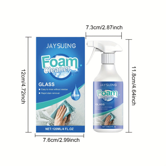 Glass Foam Cleaner that leaves no streaks, effectively removes oil and stains. Perfect for cleaning windows and doors with its palm acid formula.